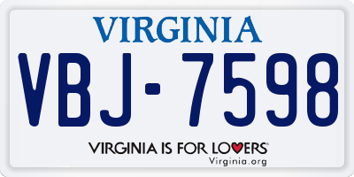 VA license plate VBJ7598