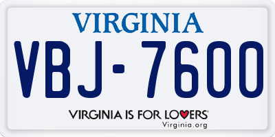VA license plate VBJ7600