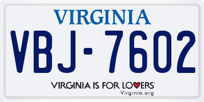 VA license plate VBJ7602