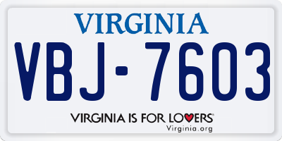 VA license plate VBJ7603