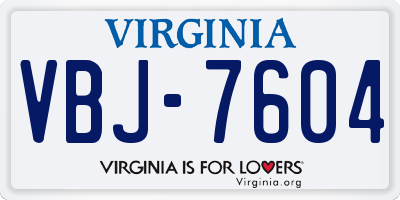 VA license plate VBJ7604