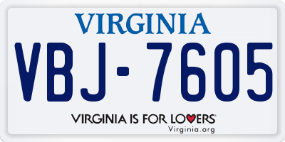 VA license plate VBJ7605