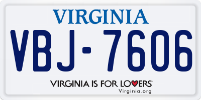 VA license plate VBJ7606