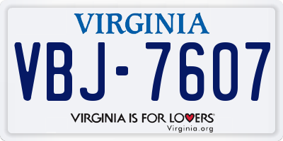 VA license plate VBJ7607