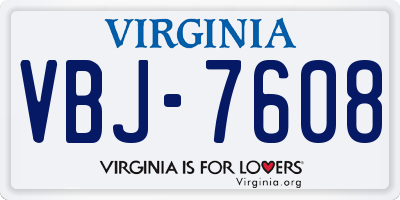 VA license plate VBJ7608