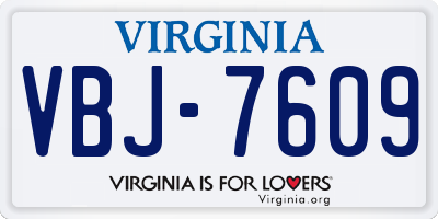 VA license plate VBJ7609