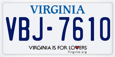 VA license plate VBJ7610