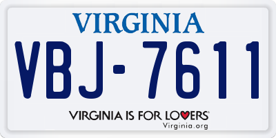 VA license plate VBJ7611