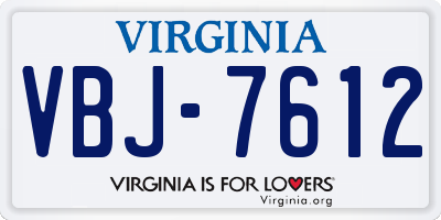 VA license plate VBJ7612
