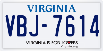 VA license plate VBJ7614