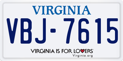 VA license plate VBJ7615