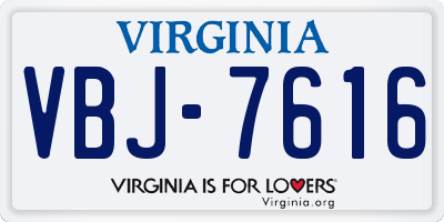 VA license plate VBJ7616