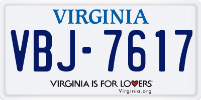 VA license plate VBJ7617