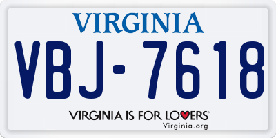 VA license plate VBJ7618
