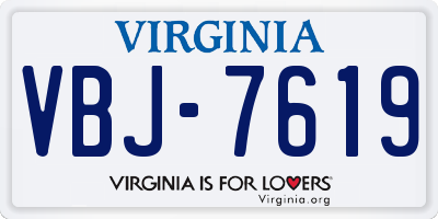 VA license plate VBJ7619