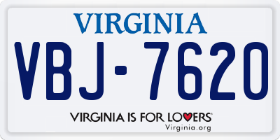 VA license plate VBJ7620