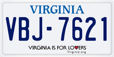 VA license plate VBJ7621
