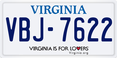 VA license plate VBJ7622