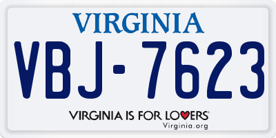 VA license plate VBJ7623
