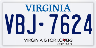 VA license plate VBJ7624
