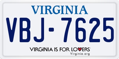 VA license plate VBJ7625