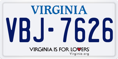 VA license plate VBJ7626