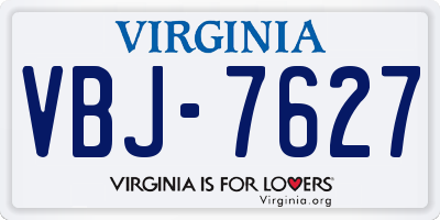VA license plate VBJ7627