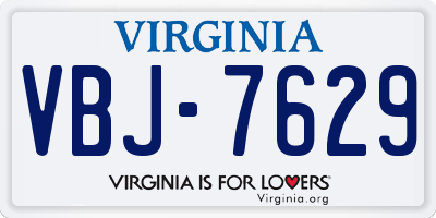 VA license plate VBJ7629