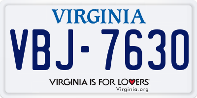 VA license plate VBJ7630