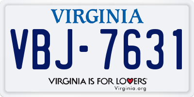 VA license plate VBJ7631