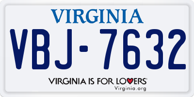 VA license plate VBJ7632