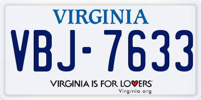 VA license plate VBJ7633