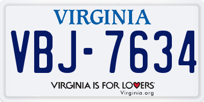 VA license plate VBJ7634