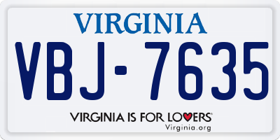 VA license plate VBJ7635