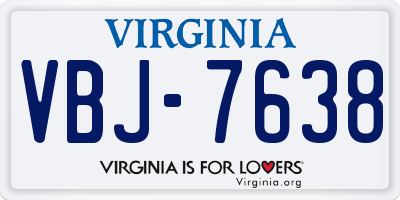 VA license plate VBJ7638