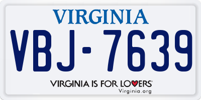VA license plate VBJ7639