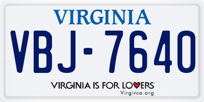 VA license plate VBJ7640
