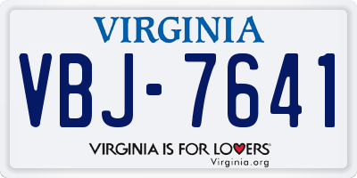 VA license plate VBJ7641