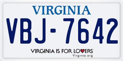 VA license plate VBJ7642