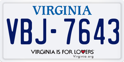 VA license plate VBJ7643