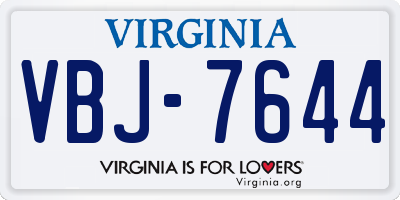 VA license plate VBJ7644