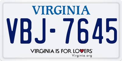 VA license plate VBJ7645