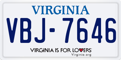 VA license plate VBJ7646