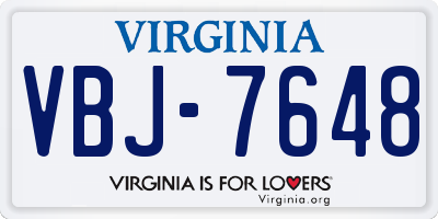 VA license plate VBJ7648