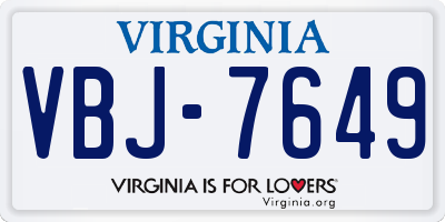VA license plate VBJ7649