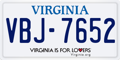 VA license plate VBJ7652