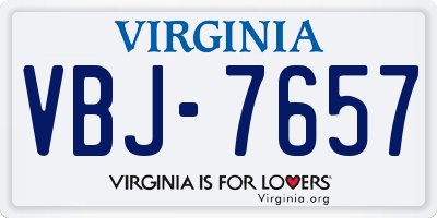 VA license plate VBJ7657
