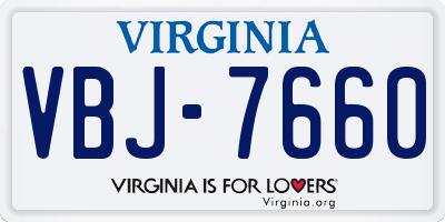 VA license plate VBJ7660