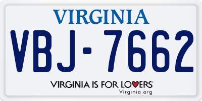 VA license plate VBJ7662