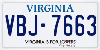 VA license plate VBJ7663